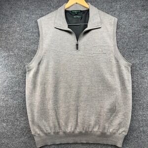 Fairway & Greene Signature Italian Merino Wool Quarter Zip Sweater Vest‎ Grey L